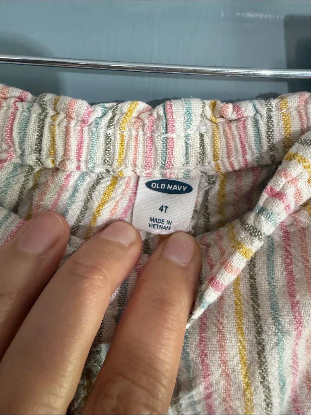 Old Navy Pastel Multi-Stripe Cotton Shorts - Pink, Yellow, Blue